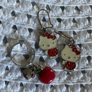 Hello Kitty ladybug earring and ring